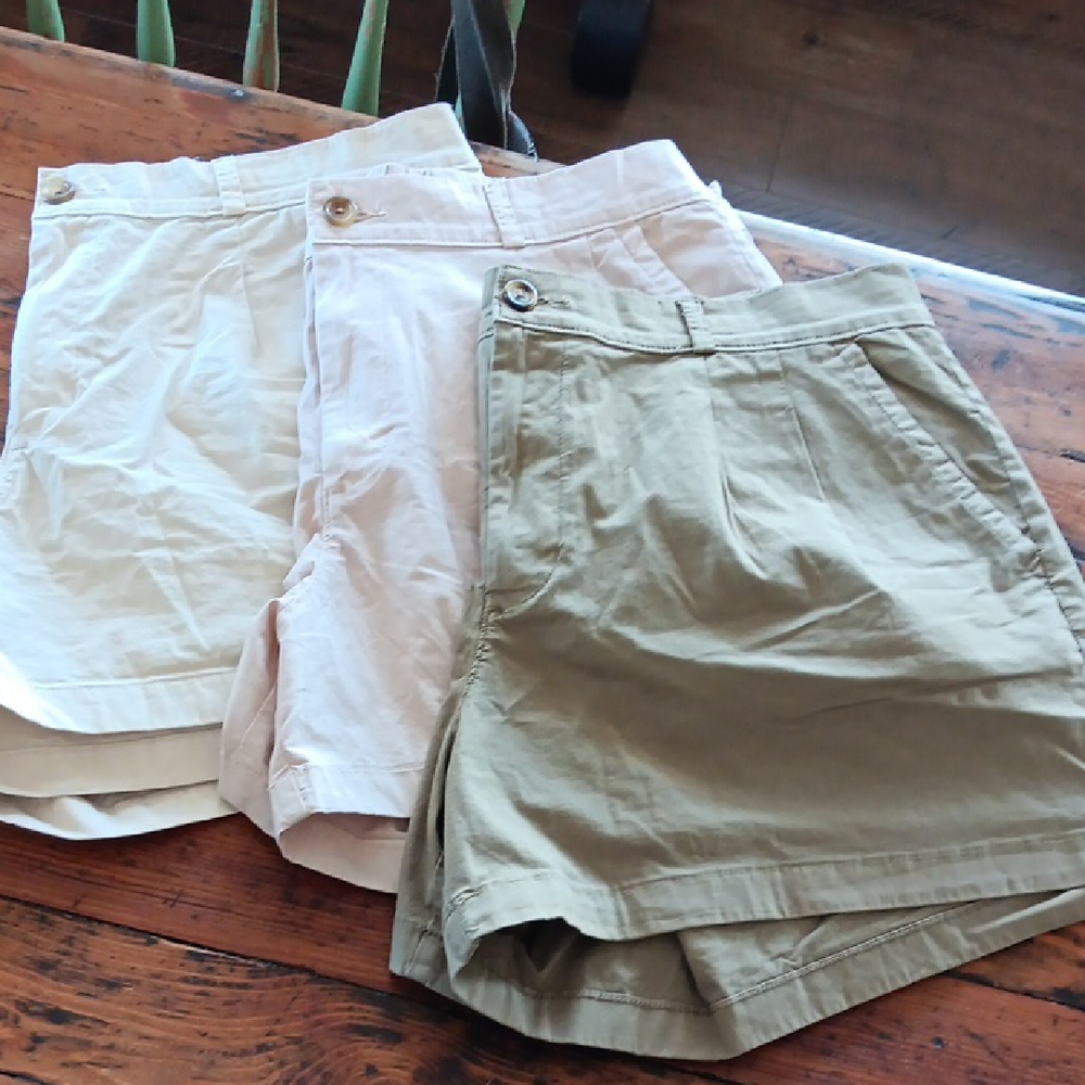 American Eagle Outfitters Women's Shorts - Cream Tan and Olive. Sizes 16 and 18